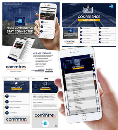 Conference mobile web app screens